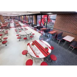 AmTab Customizable Booth Seating Cafeteria Table Unit (60'' W x 72'' L)^ New- Custom Logo Cafeteria Tables