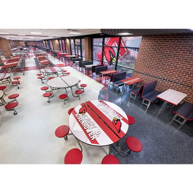 AmTab Customizable Booth Seating Cafeteria Table Unit (60'' W x 72'' L)^ New- Custom Logo Cafeteria Tables
