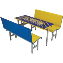 AmTab Customizable Booth Seating Cafeteria Table Unit (48'' W x 72'' L)^ New- Custom Logo Cafeteria Tables