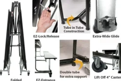 AmTab Customizable Mobile Bench Cafeteria Table (12' L)^ New- Custom Logo Cafeteria Tables