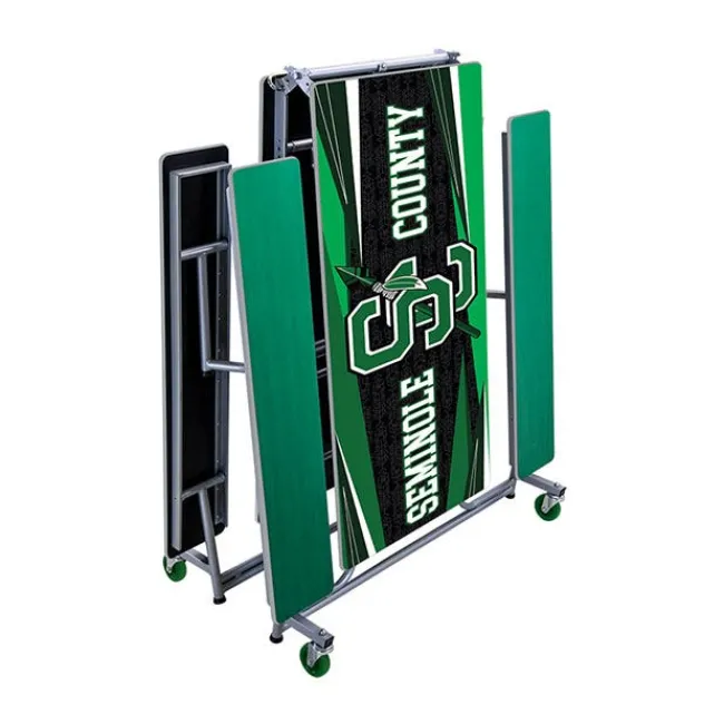 AmTab Customizable Mobile Bench Cafeteria Table (10' L)^ New- Custom Logo Cafeteria Tables