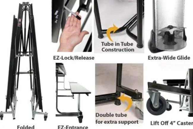 AmTab Customizable Mobile Bench Cafeteria Table (8' L)^ New- Custom Logo Cafeteria Tables
