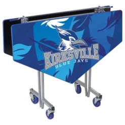 AmTab Customizable Mobile Cafeteria Table - 48'' Hexagonal^ New- Custom Logo Cafeteria Tables