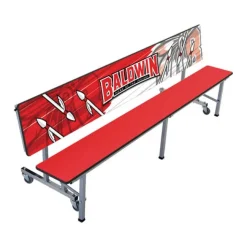 AmTab Customizable Mobile Cafeteria Convertible Bench Table - (7' L)^ New- Custom Logo Cafeteria Tables
