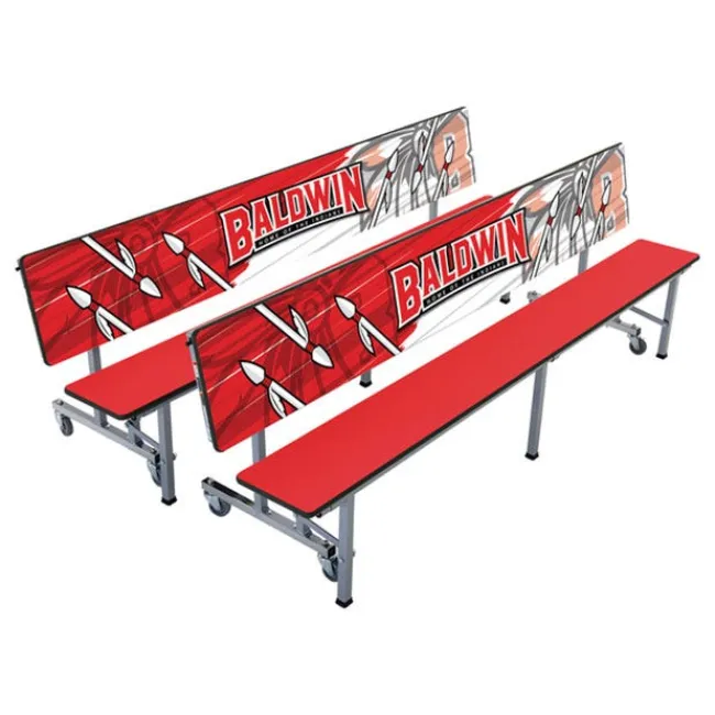 AmTab Customizable Mobile Cafeteria Convertible Bench Table - (7' L)^ New- Custom Logo Cafeteria Tables
