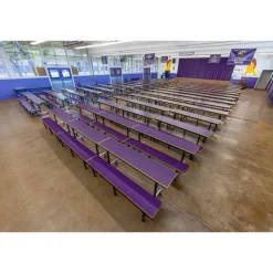 AmTab Customizable Mobile Cafeteria Convertible Bench Table - (7' L)^ New- Custom Logo Cafeteria Tables