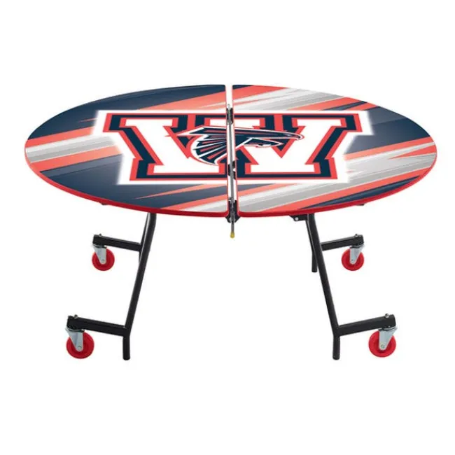 AmTab Customizable Mobile Cafeteria Table - 72'' Oval^ New- Custom Logo Cafeteria Tables