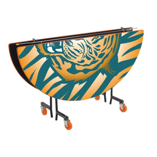 AmTab Customizable Mobile Cafeteria Table - 72'' Oval^ New- Custom Logo Cafeteria Tables