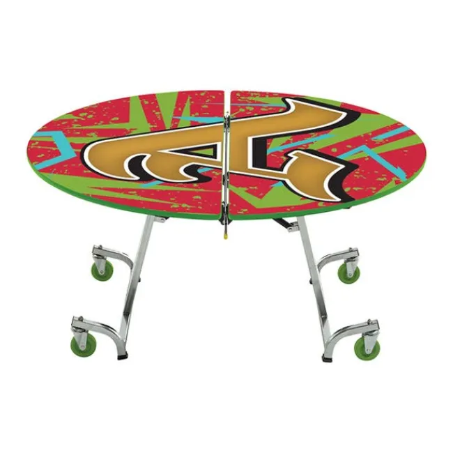 AmTab Customizable Mobile Cafeteria Table - 48'' Round^ New- Custom Logo Cafeteria Tables
