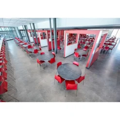 AmTab Customizable Mobile Cafeteria Table - 48'' Round^ New- Custom Logo Cafeteria Tables