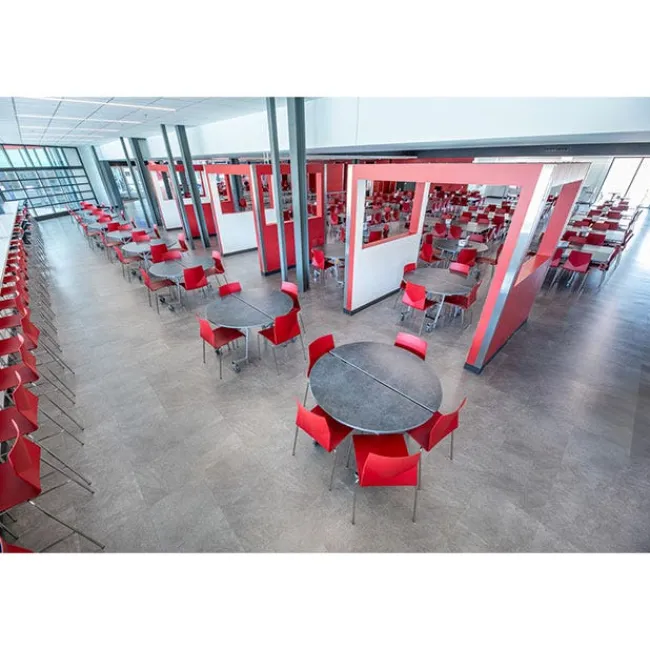 AmTab Customizable Mobile Cafeteria Table - 48'' Round^ New- Custom Logo Cafeteria Tables