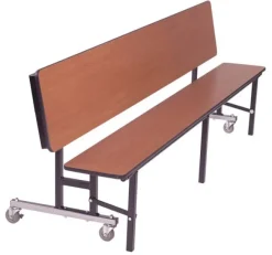 AmTab Customizable Mobile Cafeteria Convertible Bench Table - (6' L)^ New- Custom Logo Cafeteria Tables