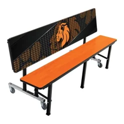 AmTab Customizable Mobile Cafeteria Convertible Bench Table - (6' L)^ New- Custom Logo Cafeteria Tables