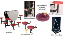AmTab Customizable Mobile Cafeteria Table with Stools (60