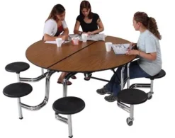 AmTab Customizable Mobile Cafeteria Table with Stools (60