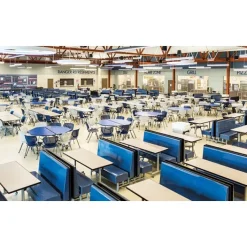 AmTab Customizable Mobile Cafeteria Table - 60'' Octagonal^ New- Custom Logo Cafeteria Tables