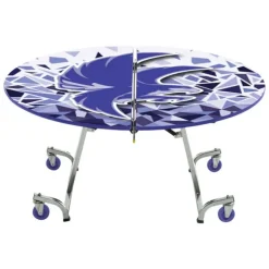 AmTab Customizable Mobile Cafeteria Table - 60'' Round^ New- Custom Logo Cafeteria Tables