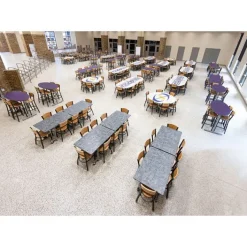 AmTab Customizable Mobile Rectangle Cafeteria Table - 8' L x 36'' W^ New- Custom Logo Cafeteria Tables