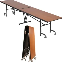 AmTab Customizable Mobile Rectangle Cafeteria Table - 8' L x 36'' W^ New- Custom Logo Cafeteria Tables