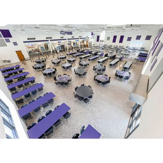 AmTab Customizable Mobile Rectangle Cafeteria Table - 12' L x 36'' W^ New- Custom Logo Cafeteria Tables