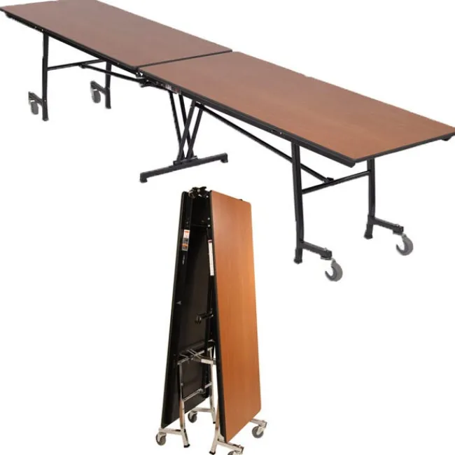AmTab Customizable Mobile Rectangle Cafeteria Table - 10' L x 36'' W^ New- Custom Logo Cafeteria Tables