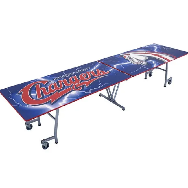 AmTab Customizable Mobile Rectangle Cafeteria Table - 10' L x 36'' W^ New- Custom Logo Cafeteria Tables
