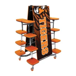 AmTab Customizable Mobile Stool Cafeteria Table - 16 Stools (12' L)^ New- Custom Logo Cafeteria Tables
