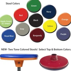 AmTab Customizable Ocean Wave Top Mobile Stool Cafeteria Table - 12 Stools (12' L)^ New- Custom Logo Cafeteria Tables