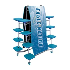 AmTab Customizable Ocean Wave Top Mobile Stool Cafeteria Table - 16 Stools (12' L)^ New- Custom Logo Cafeteria Tables
