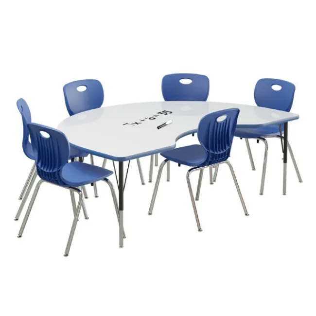 Correll Deluxe Dry Erase Activity Table & Classic Student Chair Packages (48" x 72" Kidney - 1 Table & 6 Chairs)^ Activity Tables & Chairs|Activity Table & Chair Packages