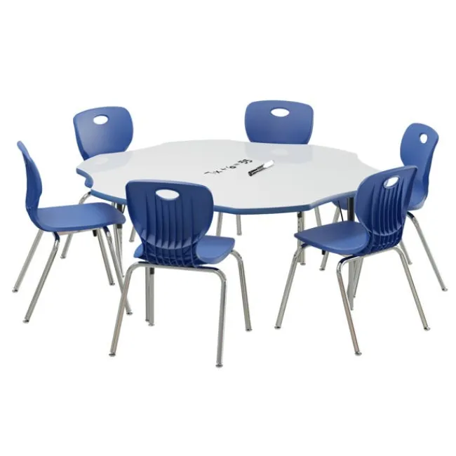Correll Deluxe Dry Erase Activity Table & Classic Student Chair Packages (60" Flower - 1 Table & 6 Chairs)^ Activity Tables & Chairs|Activity Table & Chair Packages