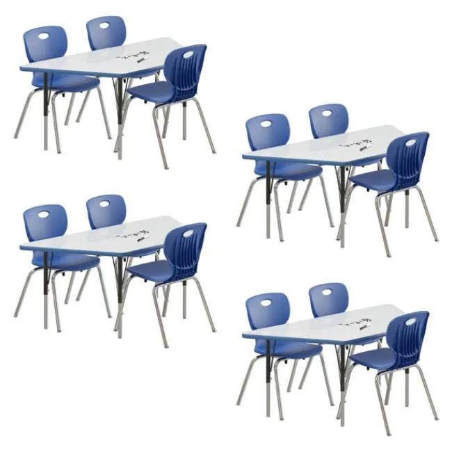 Correll Deluxe Dry Erase Activity Table & Classic Student Chair Packages (30" x 60" Trapezoid - 4 Tables & 12 Chairs)^ Activity Tables & Chairs|Activity Table & Chair Packages