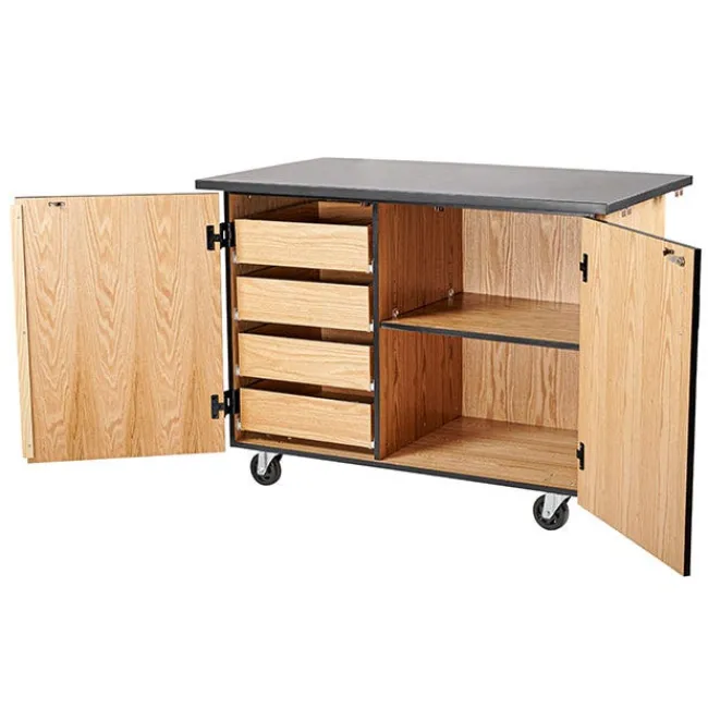 National Public Seating Demo Mobile Science Cabinet with Chem-Res Top (48" x 28")^ Lab Storage|Science Storage