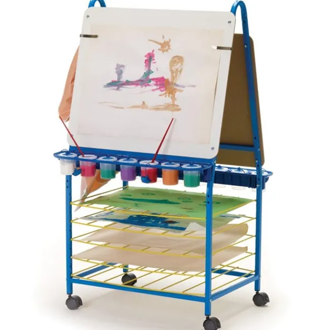 Copernicus Double Sided Art Easel w/ Drying Rack and Tub Storage^ Mobile Reversible Boards