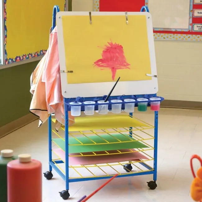 Copernicus Double Sided Art Easel w/ Drying Rack and Tub Storage^ Mobile Reversible Boards