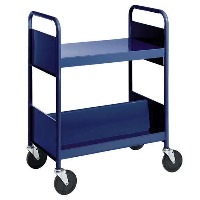 BioFit Double-Sided Book Truck w/ Sloping & Flat Top Shelves - 38"H^ Book Carts