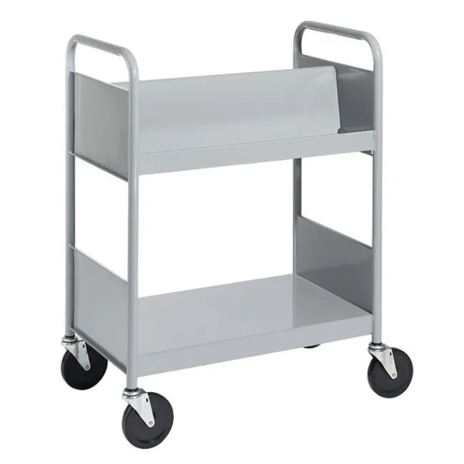 BioFit Double-Sided Book Truck w/ Sloping & Flat Shelves - 38"H^ Book Carts