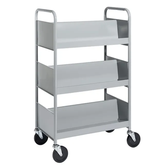 BioFit Double-Sided Book Truck w/ 3 Sloping Shelves - 47"H^ Book Carts