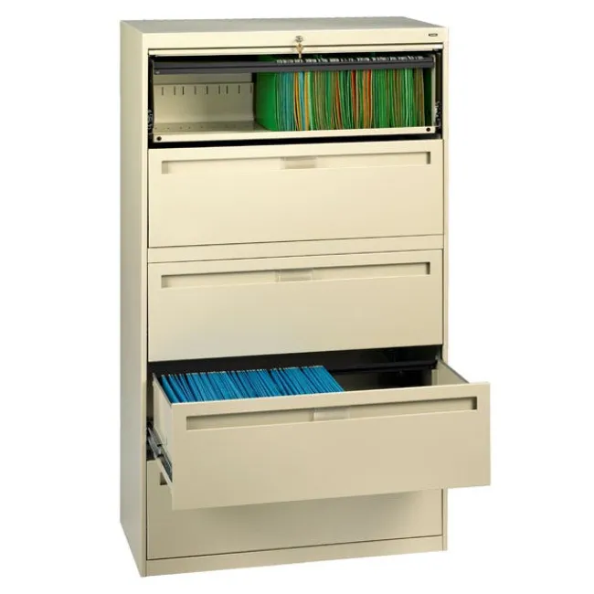Tennsco 5 Drawer Lateral File Cabinet w/ Top Front Retractable Drawer^ File Cabinets