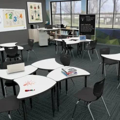 Mooreco Dry Erase Small Shapes Desk & Hierarchy 4-Leg Chair (18'' H) Package^ Dry Erase Desks|Desk & Chair Packages