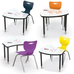 Mooreco Dry Erase Small Shapes Desk & Hierarchy 4-Leg Chair (18'' H) Package^ Dry Erase Desks|Desk & Chair Packages