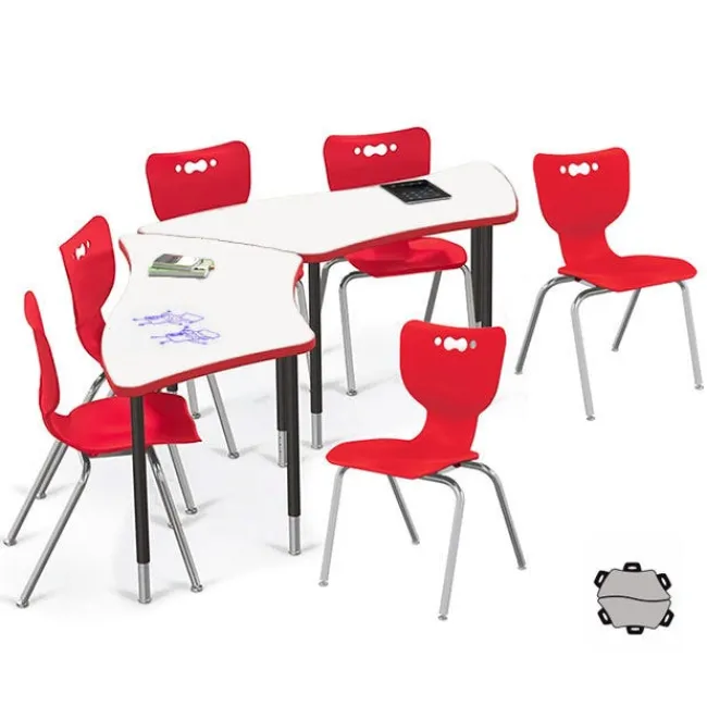 Mooreco Dry Erase Trapezoid Creator Table & Hierarchy Chair Packages^ Activity Table & Chair Packages|Classroom Desks & Chairs