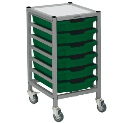 Gratnells Dynamis Single Cart w/ 6 Shallow Trays^ Tote & Bin Storage|Utility Carts