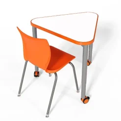 Smith System Elemental Triangle Adjustable Student Desk with Dry Erase Laminate Top^ Collaborative Desks|Dry Erase Desks