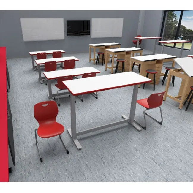 WB Mfg Elevate Rectangle 2-Student Table (24" x 60")^ Stand-Up Student Desks|Two Student Desks