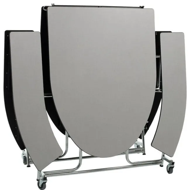 AmTab Elliptical Mobile Bench Cafeteria Table (10' L)^ Cafeteria|Cafeteria Tables
