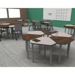 WB Mfg ELO OnVoy Mini Diamond Jr. Student Desk w/ Round Adjustable Legs^ Collaborative Desks