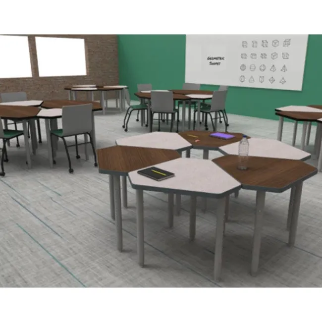 WB Mfg ELO OnVoy Mini Diamond Jr. Student Desk w/ Round Adjustable Legs^ Collaborative Desks