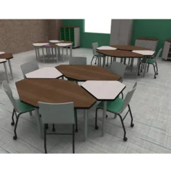 WB Mfg ELO OnVoy Mini Diamond Student Desk w/ Push-Pin Adjustable Round Legs^ Collaborative Desks