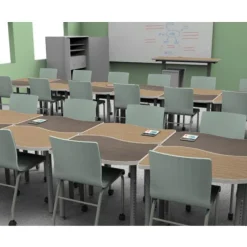 WB Mfg ELO OnVoy Mini Tide Jr. Student Desk w/ Round Adjustable Legs^ Collaborative Desks